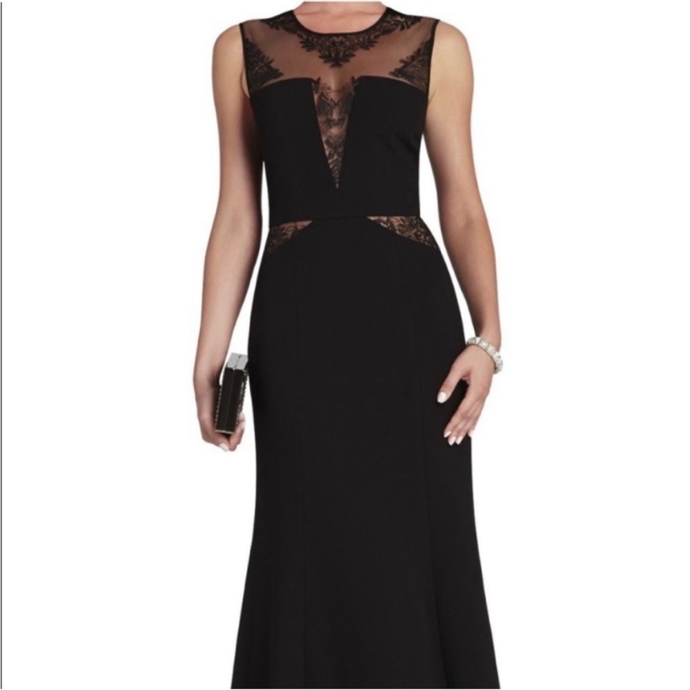 BCBGMaxAzria Black Sheer Lace Maxi Dress